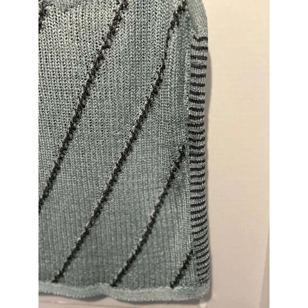 NIC+ZOE Sleeveless Sweater Tank Top PS Petite Small Green Knit Metallic Striped - Picture 9 of 9